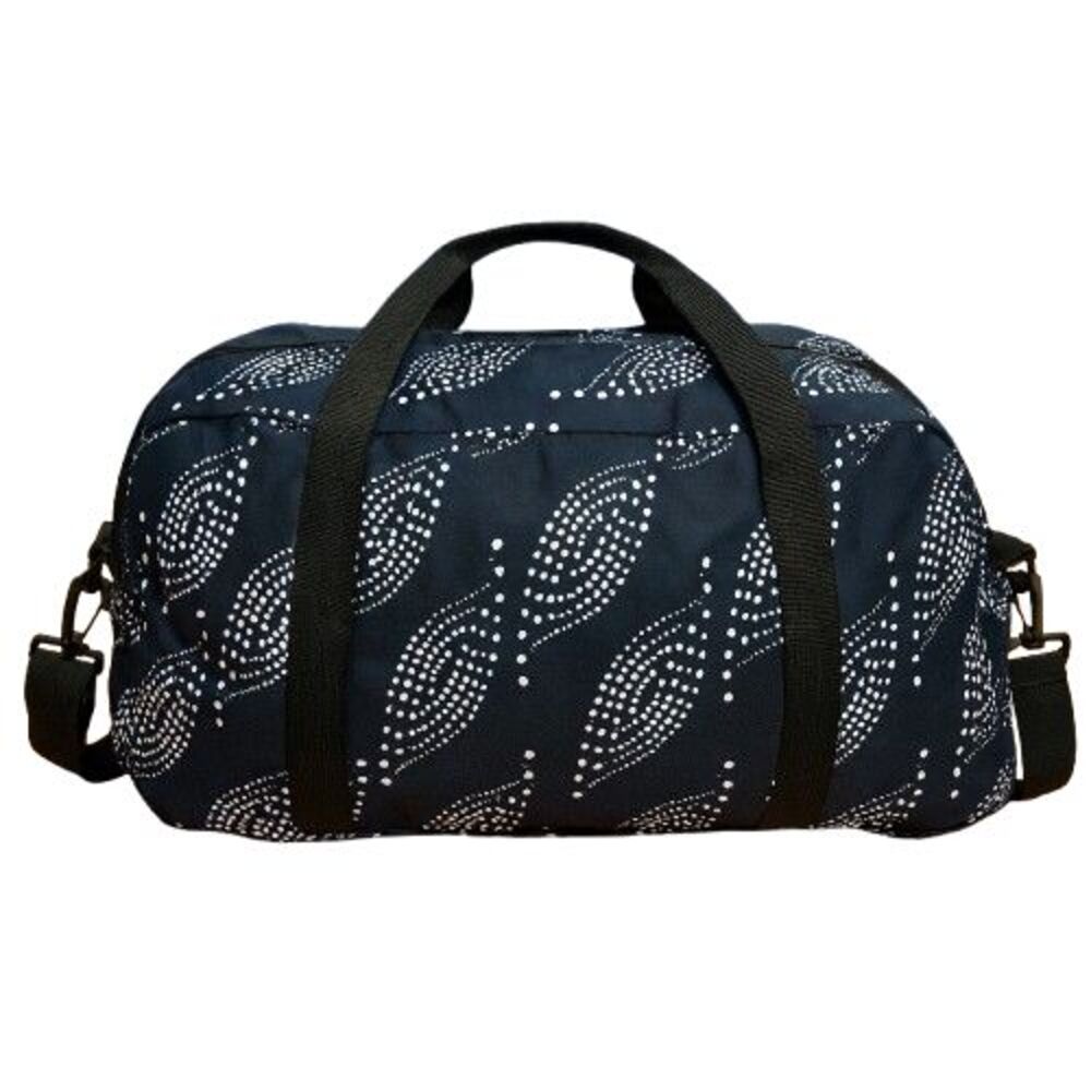 Warrior2 Black Duffel Bag Gym Travel Yoga Weekender Duffle Carryall Dot Print - Picture 2 of 6